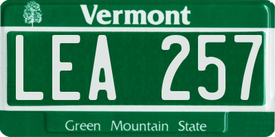 VT license plate LEA257