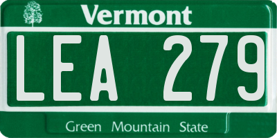 VT license plate LEA279