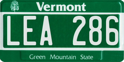 VT license plate LEA286