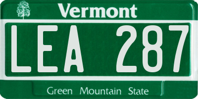 VT license plate LEA287