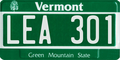 VT license plate LEA301