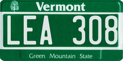 VT license plate LEA308