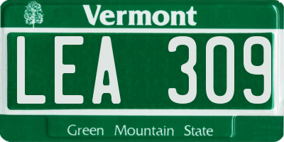 VT license plate LEA309