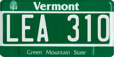 VT license plate LEA310
