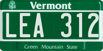 VT license plate LEA312