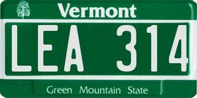 VT license plate LEA314