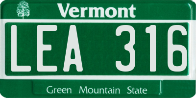 VT license plate LEA316