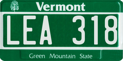 VT license plate LEA318