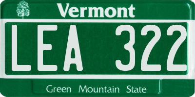VT license plate LEA322