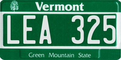 VT license plate LEA325