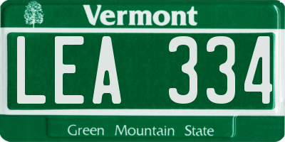 VT license plate LEA334