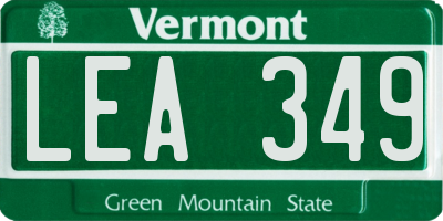 VT license plate LEA349