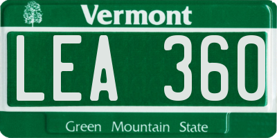 VT license plate LEA360