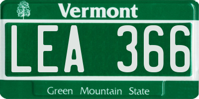 VT license plate LEA366