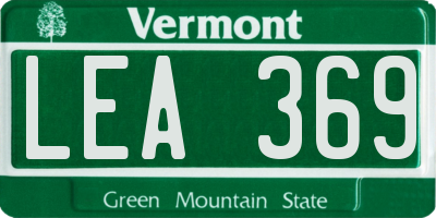 VT license plate LEA369