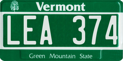 VT license plate LEA374
