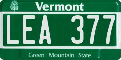 VT license plate LEA377