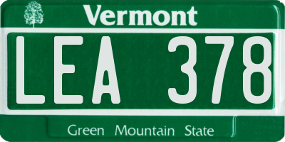 VT license plate LEA378