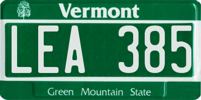 VT license plate LEA385