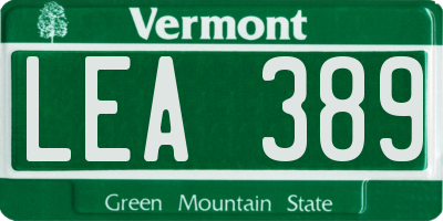 VT license plate LEA389