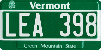 VT license plate LEA398