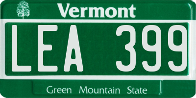 VT license plate LEA399