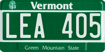VT license plate LEA405