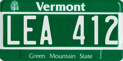 VT license plate LEA412