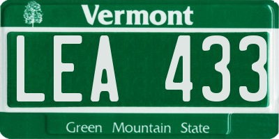 VT license plate LEA433