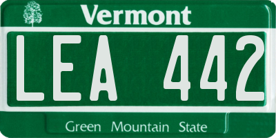 VT license plate LEA442
