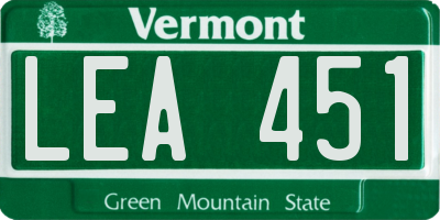 VT license plate LEA451