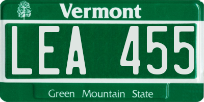 VT license plate LEA455