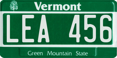 VT license plate LEA456