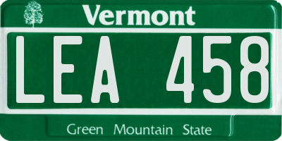 VT license plate LEA458