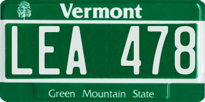 VT license plate LEA478