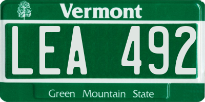 VT license plate LEA492