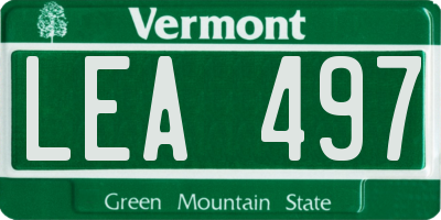 VT license plate LEA497