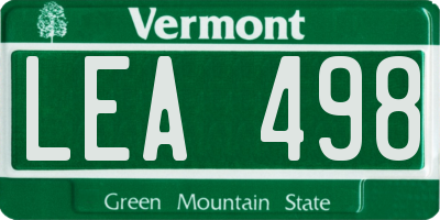 VT license plate LEA498