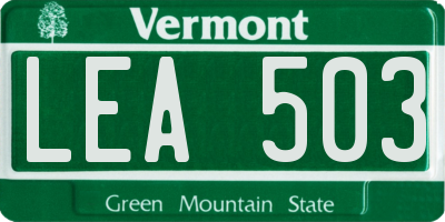 VT license plate LEA503