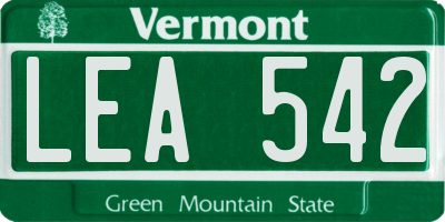 VT license plate LEA542