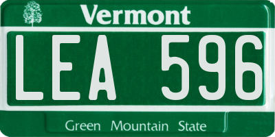 VT license plate LEA596