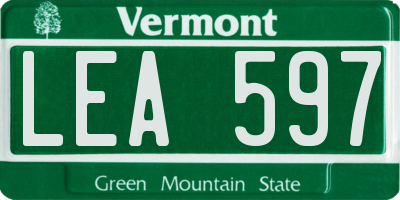 VT license plate LEA597