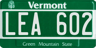 VT license plate LEA602