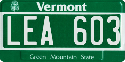 VT license plate LEA603