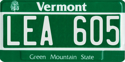VT license plate LEA605