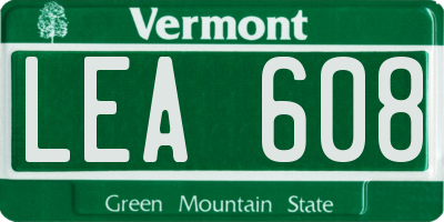 VT license plate LEA608