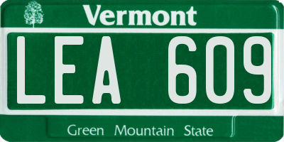 VT license plate LEA609