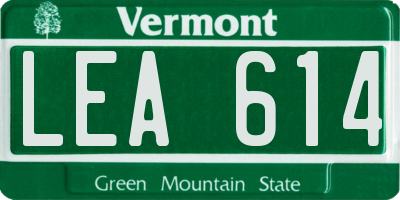 VT license plate LEA614