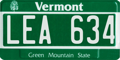 VT license plate LEA634
