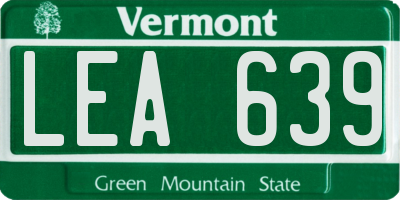 VT license plate LEA639